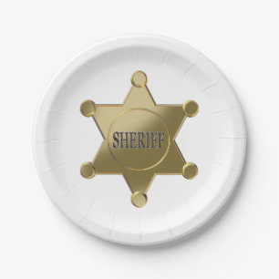 Assiettes En Carton Étoile d'or du shérif
