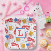 Assiettes En Carton Étoile du drapeau Monogram Lobster Beer (Fête)