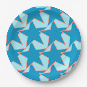 Assiettes En Carton Etoile moderne géométrique - cerulean et bleu ciel