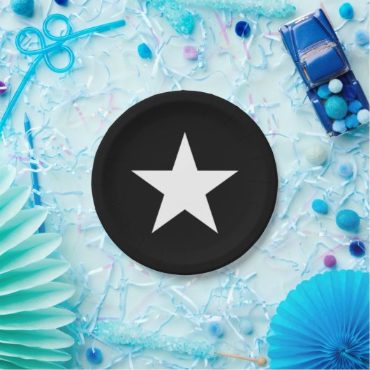 Assiettes En Carton Étoile noire et blanche (Fête)