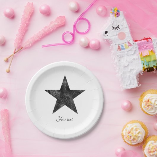 Assiettes En Carton étoile noire rustique personnalisée (Fête)