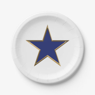 Assiettes En Carton Etoile patriotique blanche blanche bleue or du 4 j