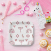 Assiettes En Carton Etoile rose de David Hanoukka (Fête)