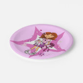 Assiettes En Carton Étoile rose et pourpre cheveux foncé fille enfant  (Angle)