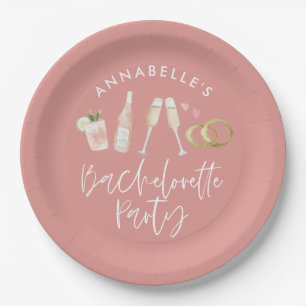 Assiettes En Carton Étoile rose moderne script cocktail bachelorette p