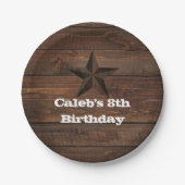 Assiettes En Carton Étoile Rouillée Occidentale sur Bois Fête de Campa (Devant)