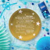 Assiettes En Carton Étoiles avec différentes langues de Joyeux Noël (Fête)