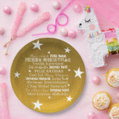 Assiettes En Carton Étoiles avec différentes langues de Joyeux Noël (Fête)