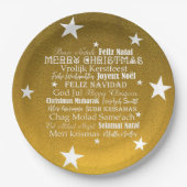 Assiettes En Carton Étoiles avec différentes langues de Joyeux Noël (Devant)