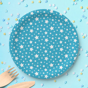 Assiettes En Carton Étoiles blanches avec couleur Arrière - plan modif