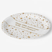 Assiettes En Carton Étoiles blanches/dorées personnalisées avec annive (Angle)
