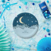 Assiettes En Carton Etoiles bleues et nuages de minuit, effet 3D (Fête)