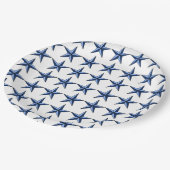 Assiettes En Carton Étoiles bleues patriotiques sur terrain blanc (Angle)