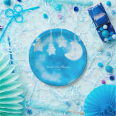 Assiettes En Carton Étoiles célestes brillantes et lune Douche Ciel bl (Fête)