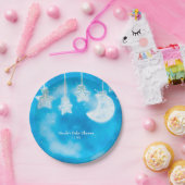 Assiettes En Carton Étoiles célestes brillantes et lune Douche Ciel bl (Fête)