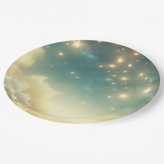 Assiettes En Carton Étoiles célestes brillantes étoile ciel d'annivers (Angle)