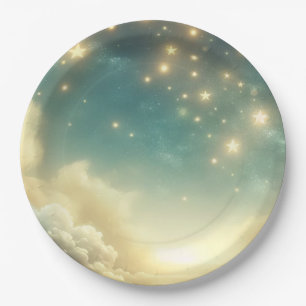 Assiettes En Carton Étoiles célestes brillantes étoile ciel d'annivers