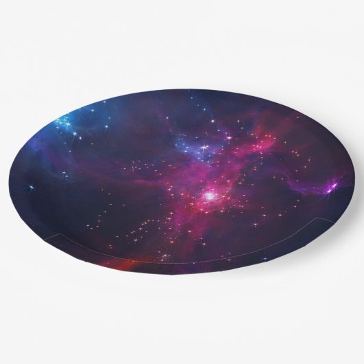 Assiettes En Carton Étoiles cosmiques et nébuleuse (Angle)
