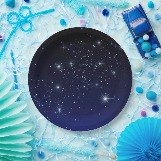 ASSIETTES EN CARTON ÉTOILES DANS L'ESPACE (Fête)