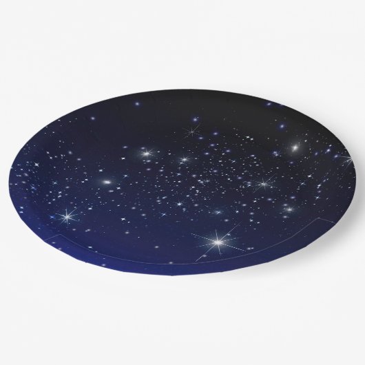 ASSIETTES EN CARTON ÉTOILES DANS L'ESPACE (Angle)
