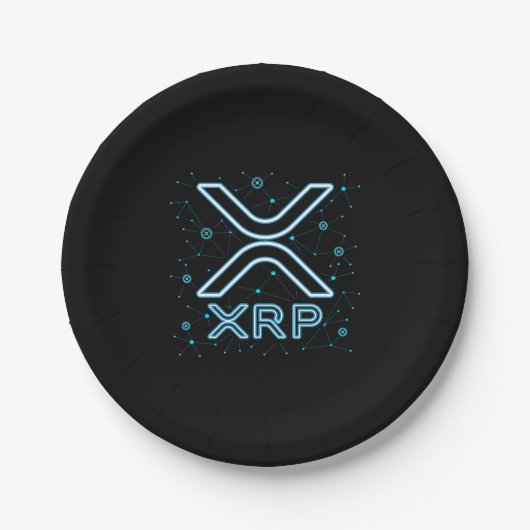 Assiettes En Carton Étoiles de chiffrement XRP Cryptomonnaie XRPL Bloc (Devant)