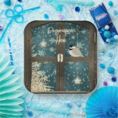 Assiettes En Carton Étoiles de fenêtre rustiques cabine hiver, flocons (Fête)