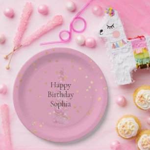 Assiettes En Carton Étoiles de glam rose étincelante Unicorn Anniversa