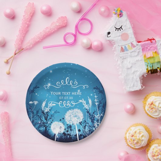 Assiettes En Carton Etoiles de nuit enchantées & Mariage bleu feuillag (Fête)