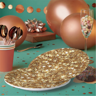 Assiettes En Carton Étoiles d'étincelles en or Glam