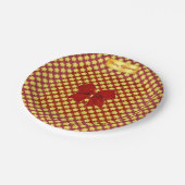 Assiettes En Carton Etoiles d'or et Parties scintillant rouges Noël (Angle)