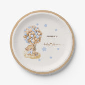 Assiettes En Carton Étoiles et ballons bleu poussière (Devant)