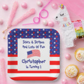 Assiettes En Carton Étoiles et rayures 1er anniversaire (Fête)