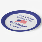 Assiettes En Carton Étoiles et rayures 1er anniversaire (Angle)