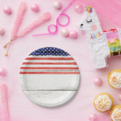 Assiettes En Carton Étoiles et rayures Blanc Rustique Bois Parti patri (Fête)