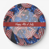 Assiettes En Carton Étoiles et rayures Boucles patriotiques Plaques en (Devant)