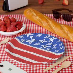 Assiettes En Carton Étoiles et rayures, Patriotique, 4 juillet