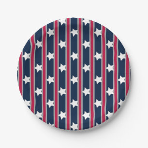 Assiettes En Carton Étoiles et rayures patriotiques amusantes et fanta