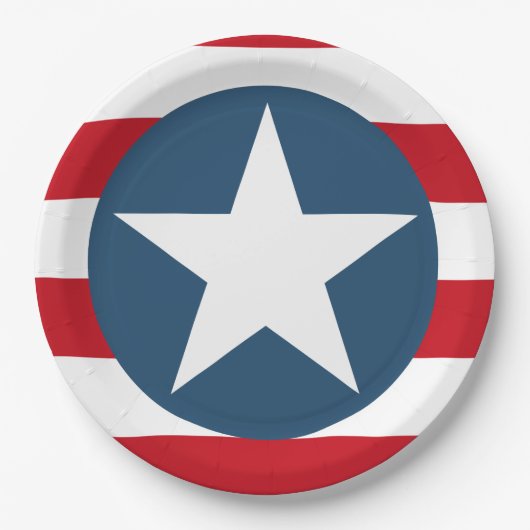Assiettes En Carton Étoiles et rayures USA Amérique (Devant)