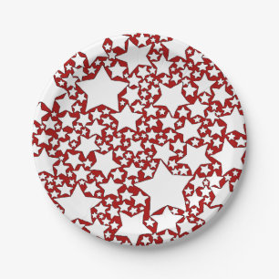 Assiettes En Carton Étoiles, Étoiles, Étoiles en Rouge et Blanc