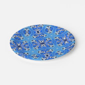 Assiettes En Carton étoiles géométriques bleu clair blanc (Angle)