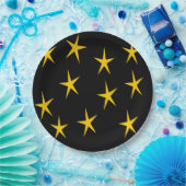 ASSIETTES EN CARTON ÉTOILES JAUNES (Fête)