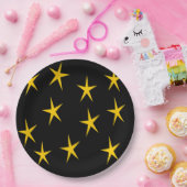 ASSIETTES EN CARTON ÉTOILES JAUNES (Fête)