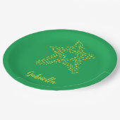 Assiettes En Carton étoiles jaunes en étoile sur vert (Angle)