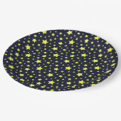Assiettes En Carton Etoiles jaunes et Motif bleu foncé (Angle)