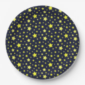 Assiettes En Carton Etoiles jaunes et Motif bleu foncé (Devant)