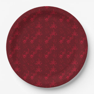 Assiettes En Carton Étoiles métalliques rouges - PLAQUES DE FÊTE DE PA