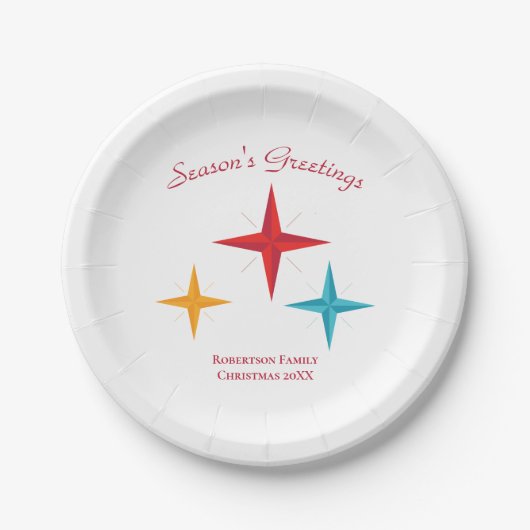 Assiettes En Carton Étoiles Mod, Mi-Siècle Moderne Vacances Rétro (Devant)