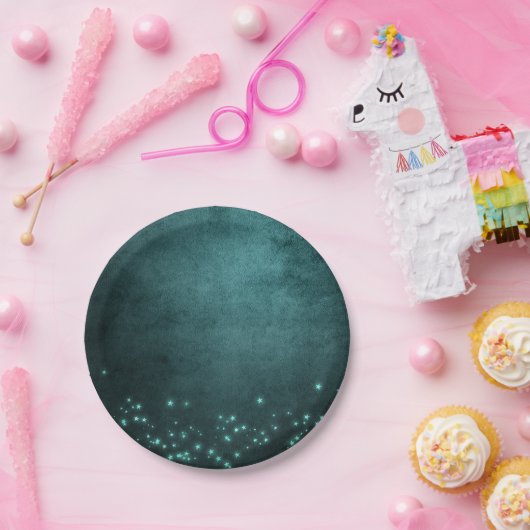 Assiettes En Carton Étoiles Mystic Twilight | Luminosité de néon vert (Fête)