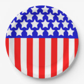 Assiettes En Carton Étoiles N rayures Rouge Blanc Bleu (Devant)