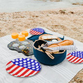 Assiettes En Carton Étoiles N rayures Rouge Blanc Bleu